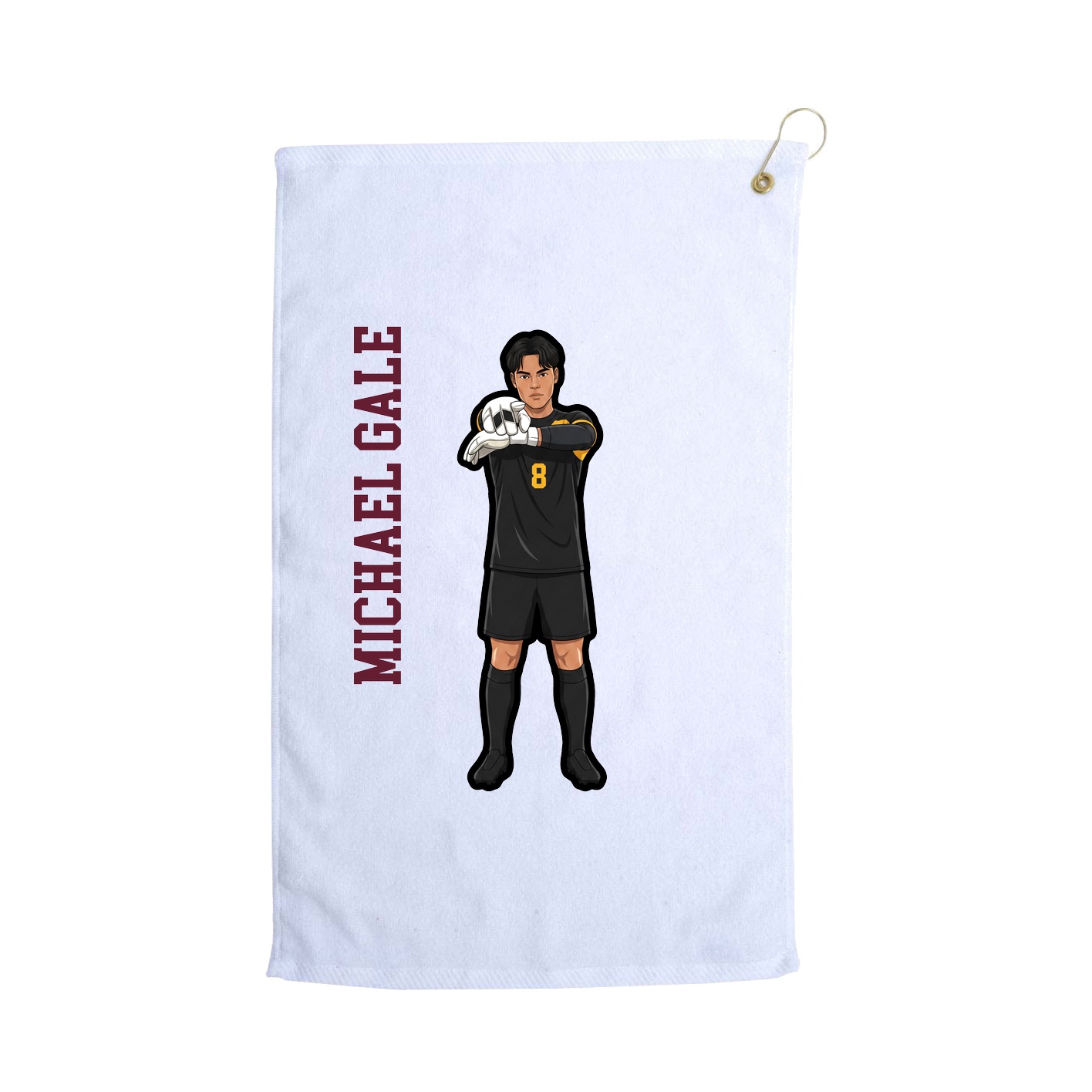 Golf Towel — Name Vertical in White