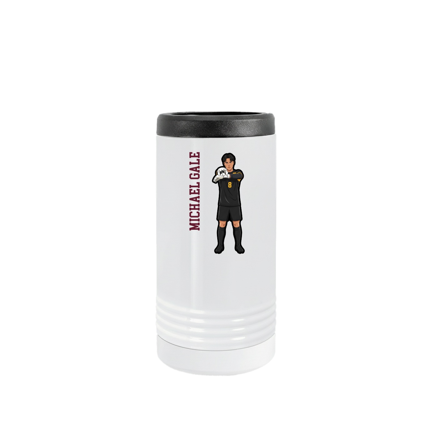 Slim Beverage Holder — Name Vertical in White