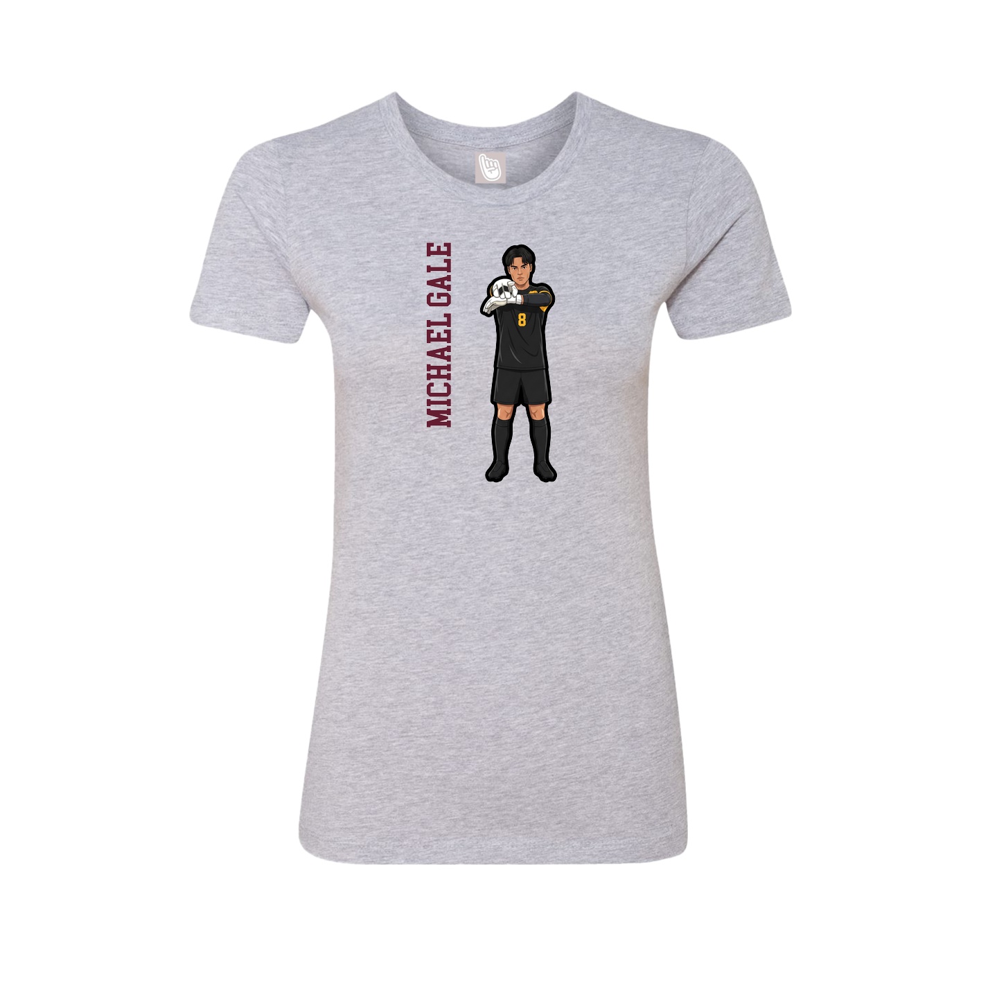 Womens Tee — Name Vertical in Grey