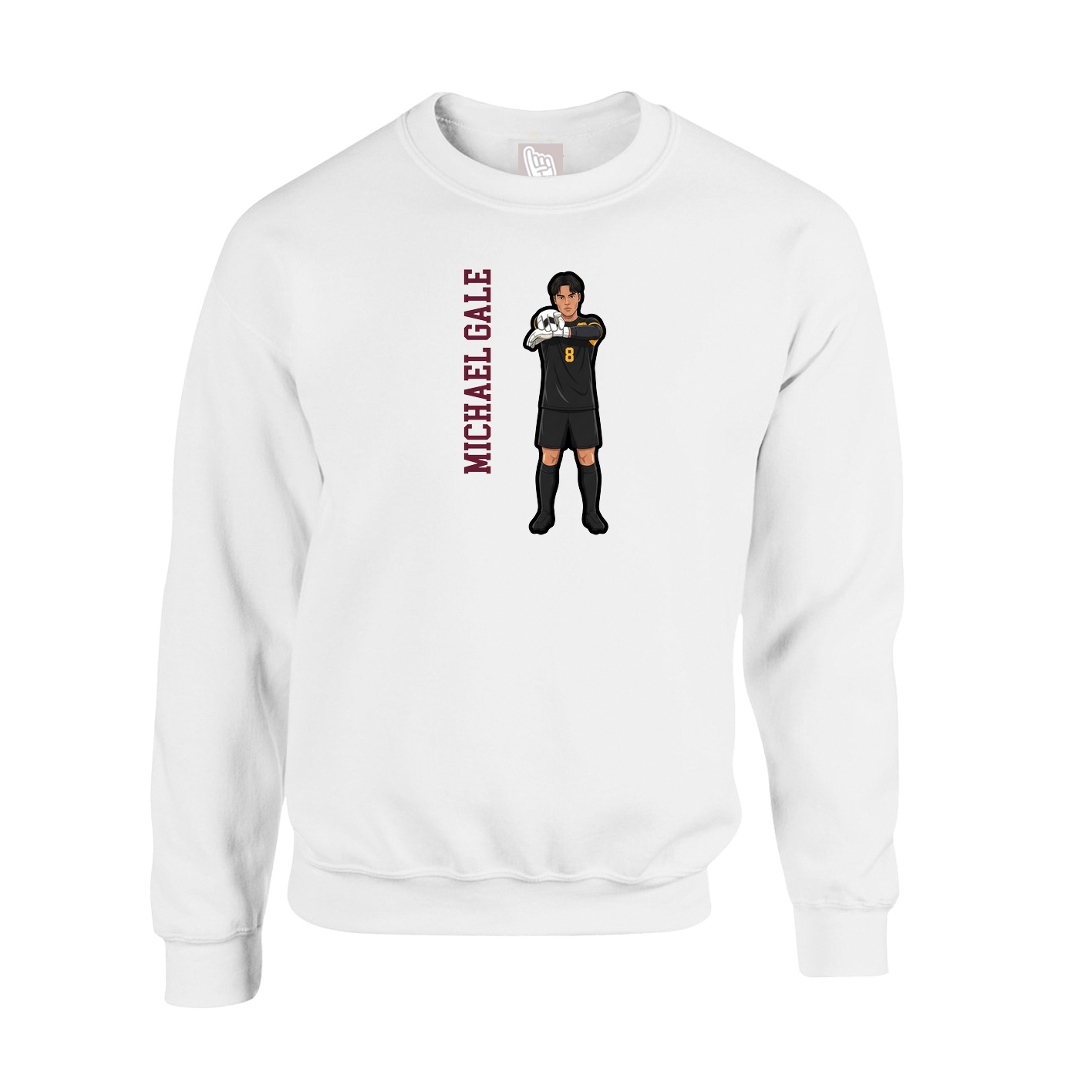 Fleece Crew — Name Vertical in White