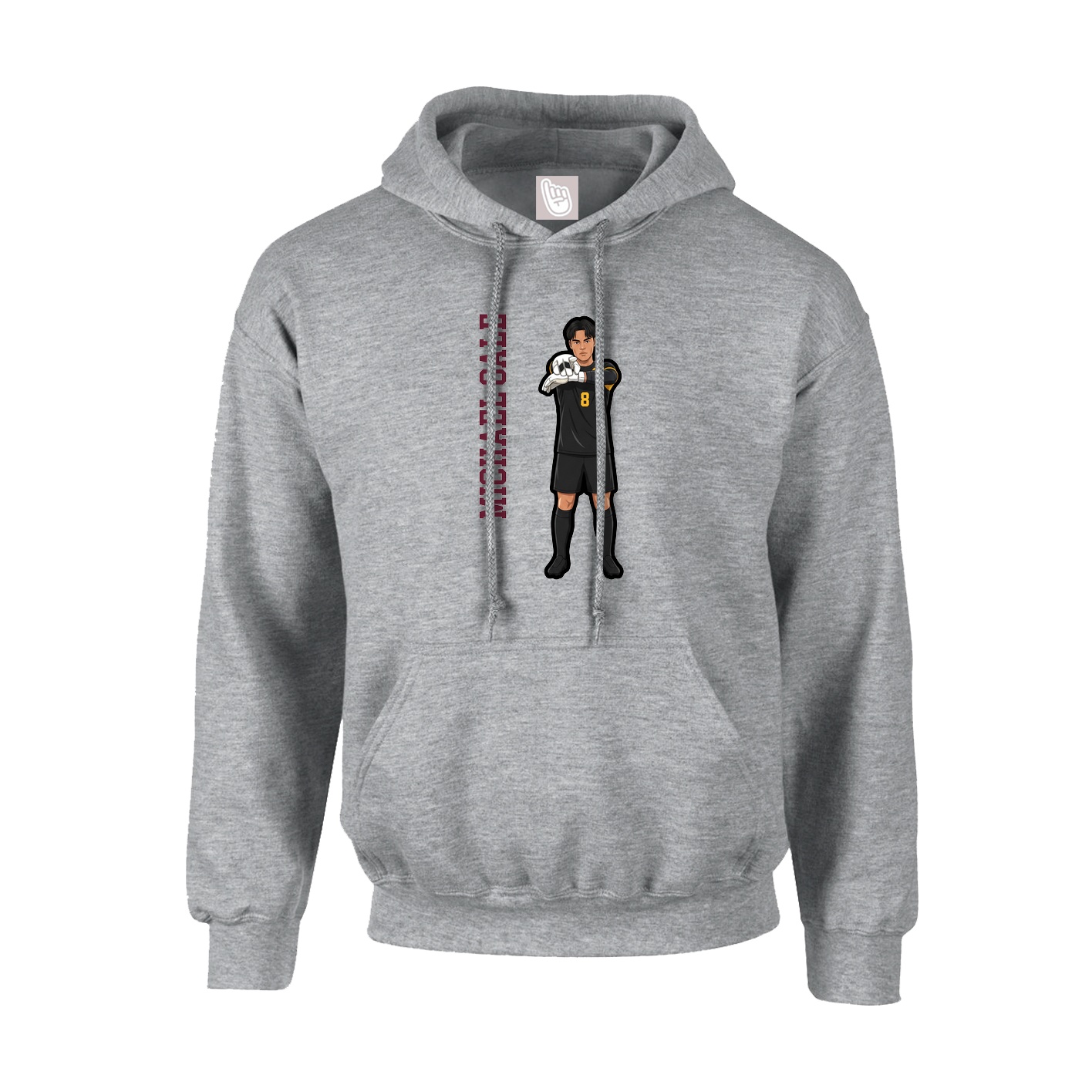 Youth Hoodie — Name Vertical in Grey