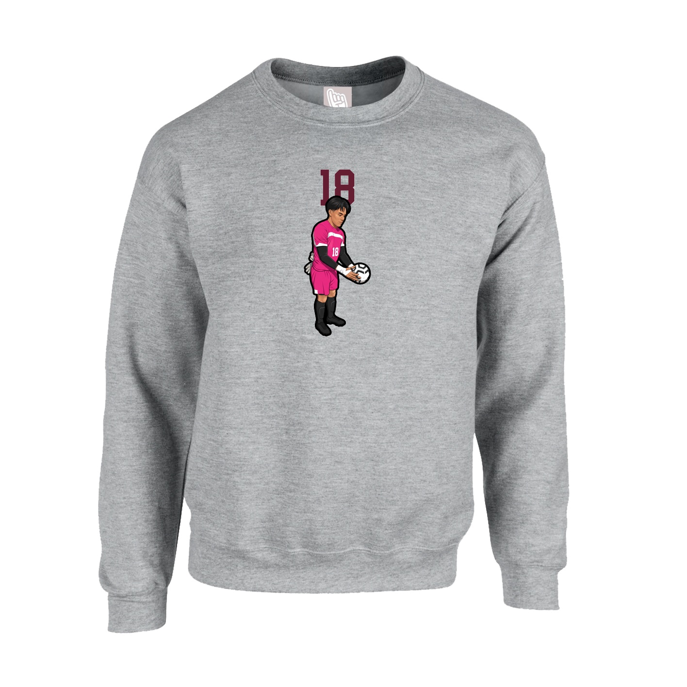 Fleece Crew — Number Top in Grey