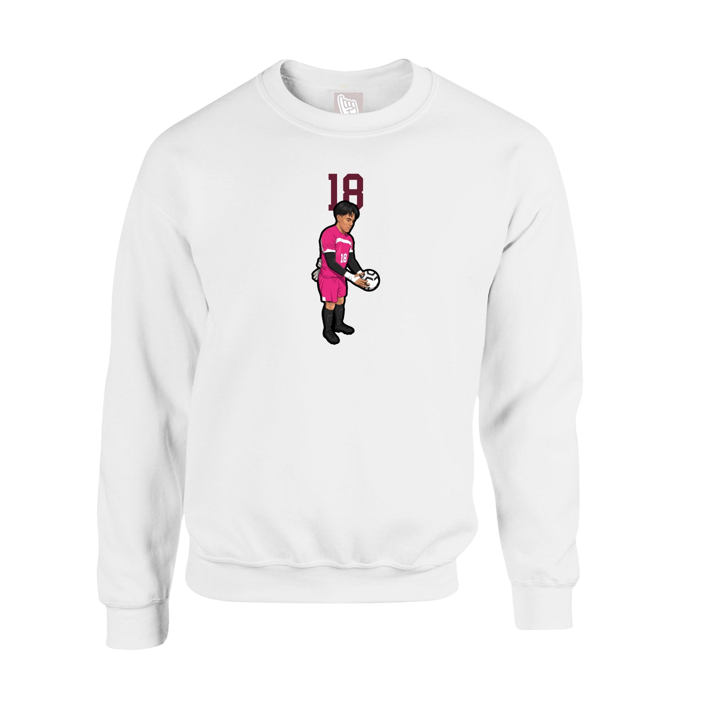 Fleece Crew — Number Top in White