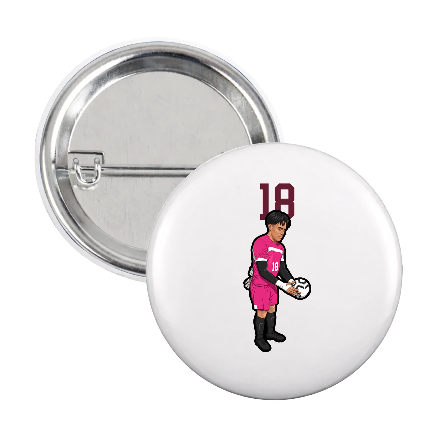 Game Day Button — Number Top in White