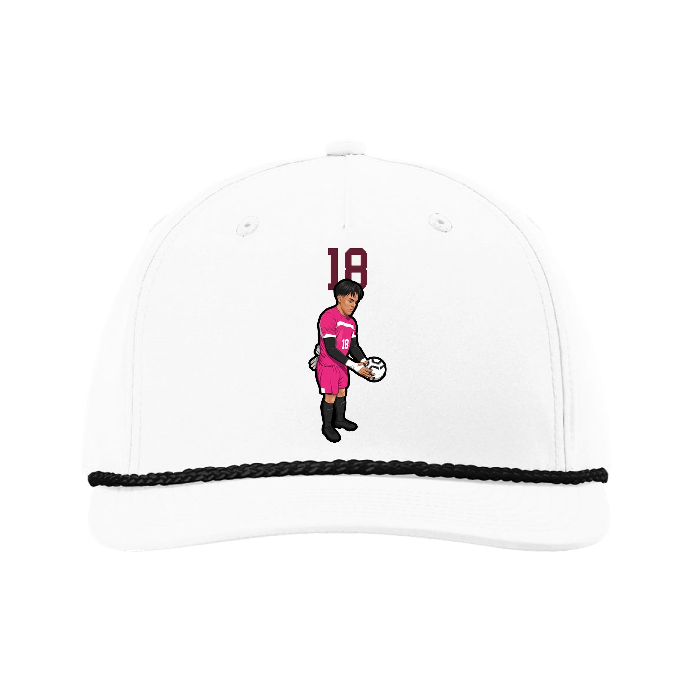 Five-Panel Classic Rope Cap — Number Top in White