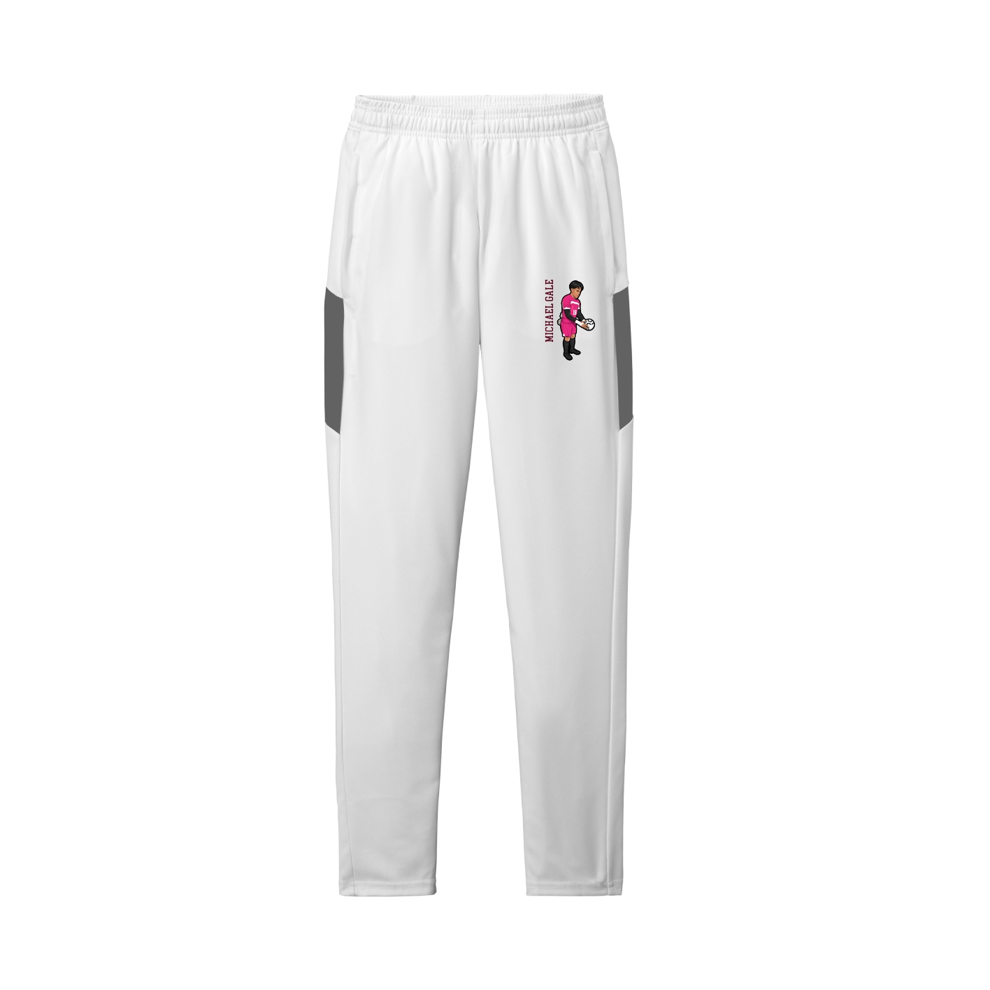 Team Travel Pant — Name Vertical in White/Grey