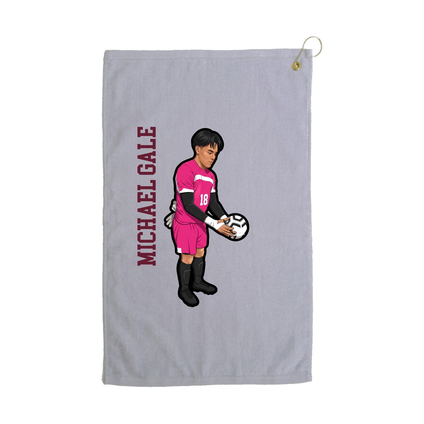 Golf Towel — Name Vertical in Grey