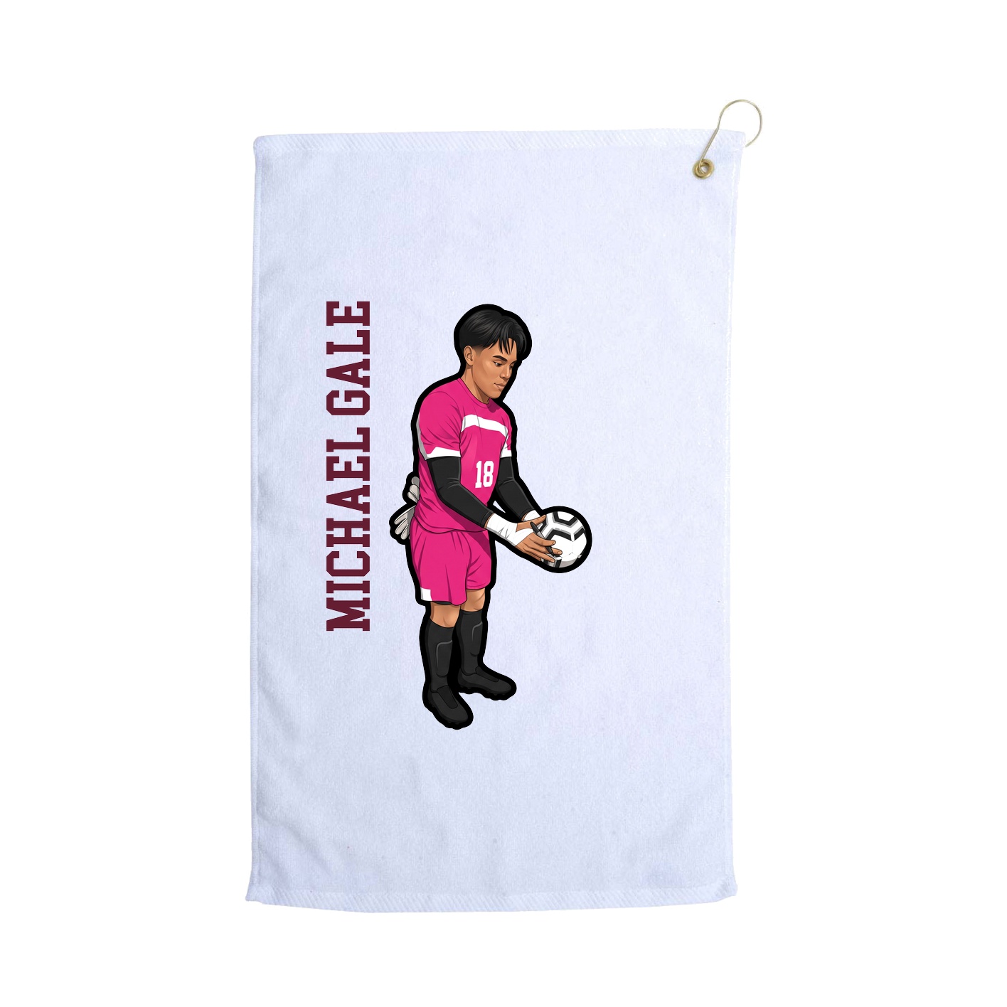 Golf Towel — Name Vertical in White