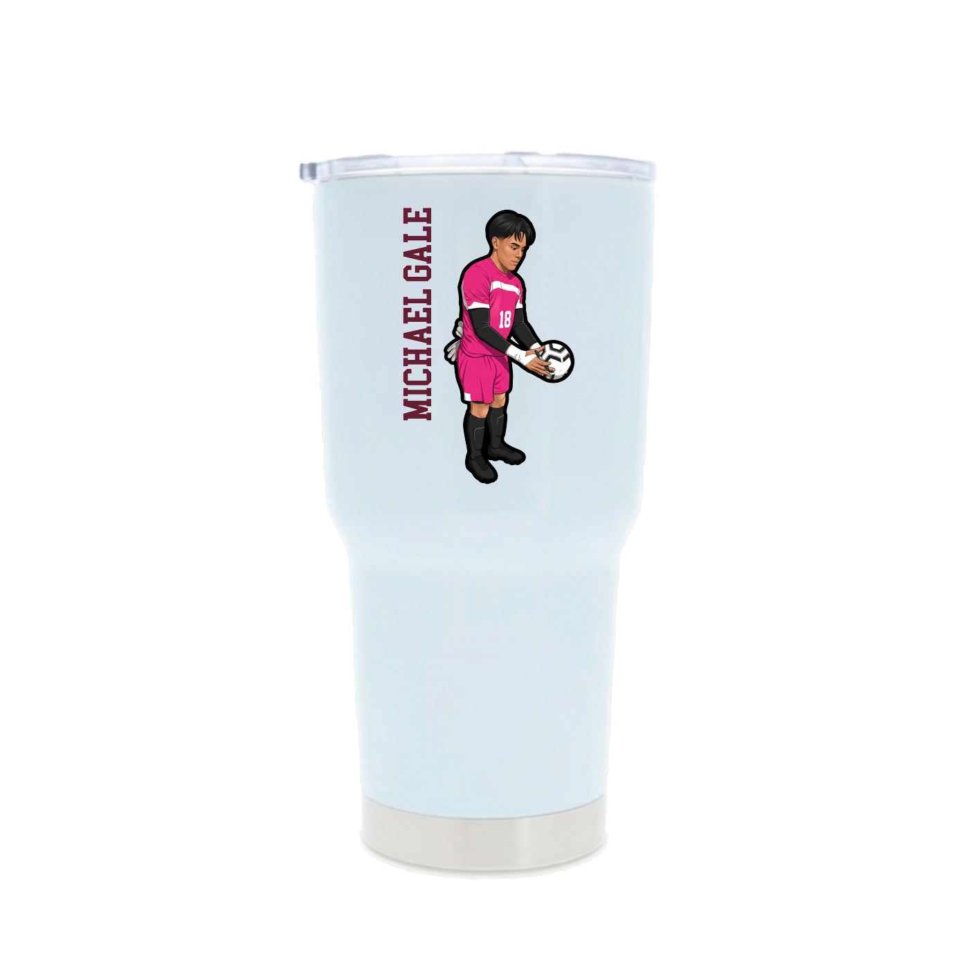 30oz Stainless Steel Tumbler — Name Vertical in White