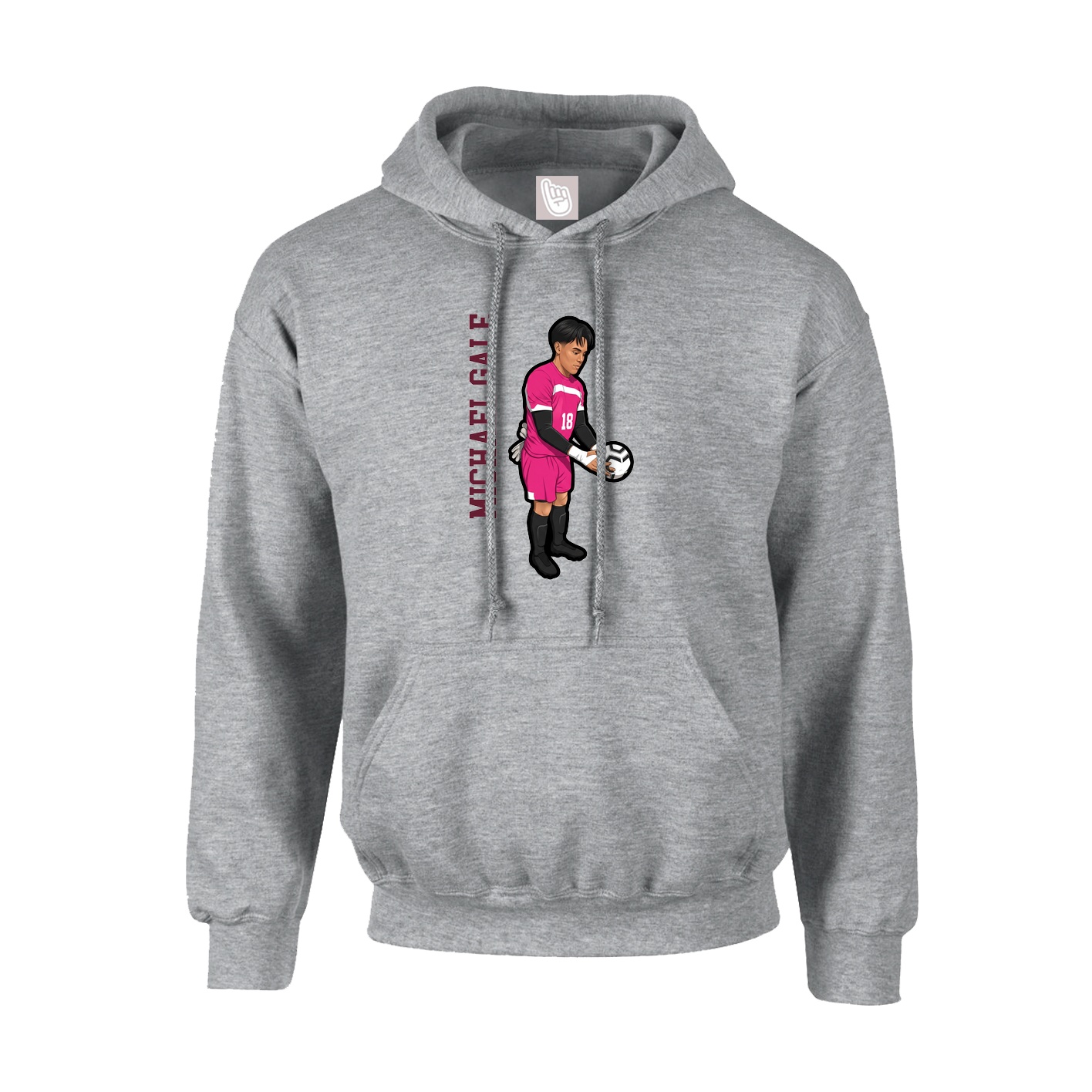 Youth Hoodie — Name Vertical in Grey