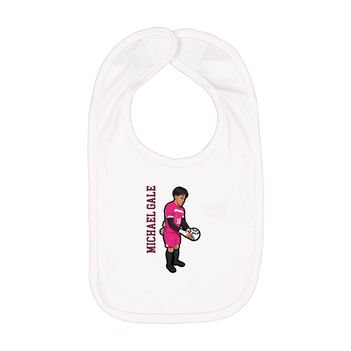 Infant Bib — Name Vertical in White