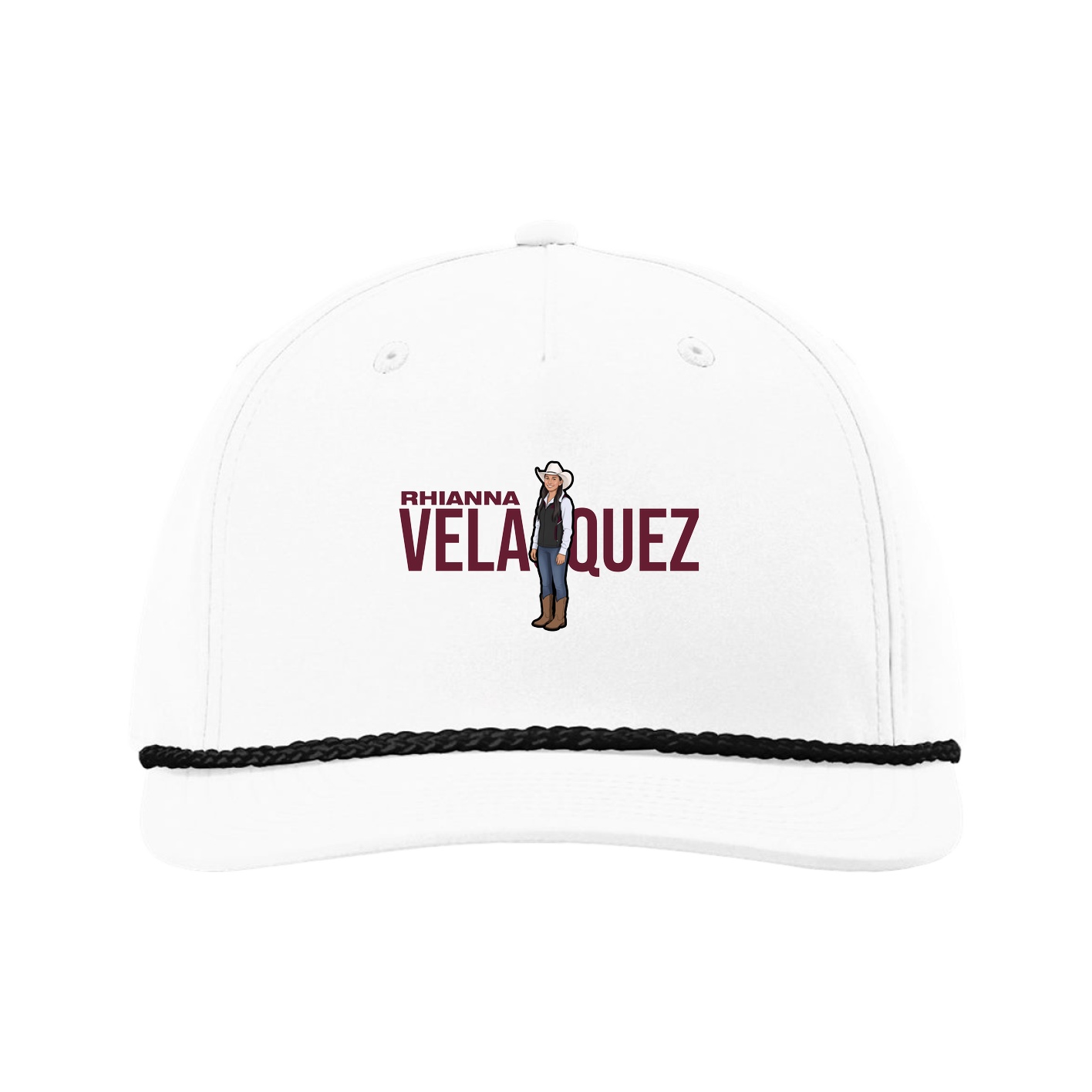 Five-Panel Classic Rope Cap — Player Name in White
