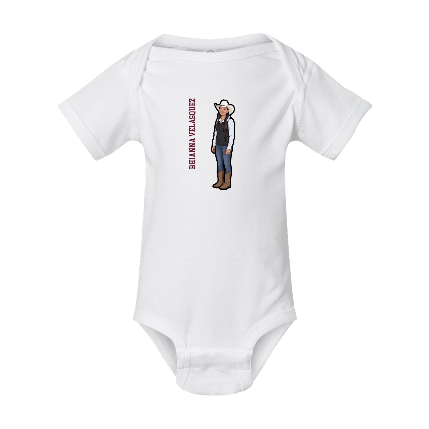 Baby Onesie — Name Vertical in White