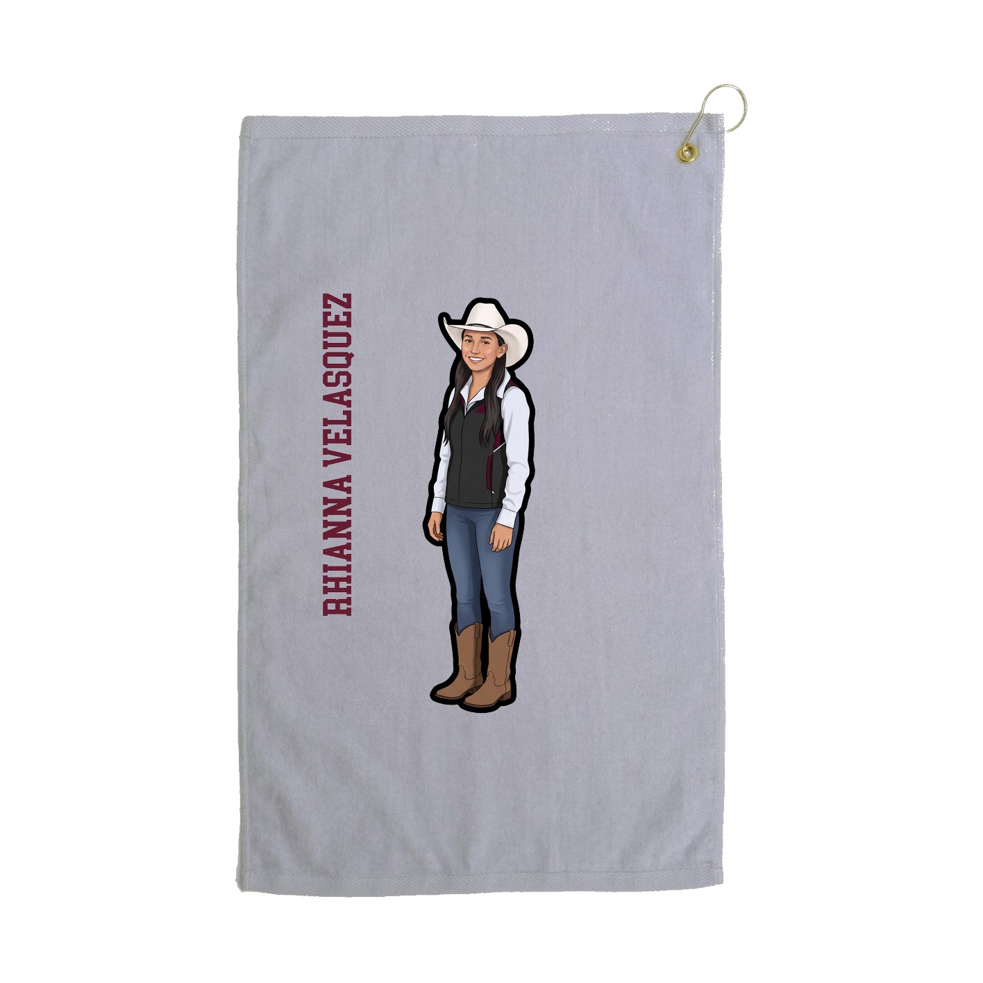 Golf Towel — Name Vertical in Grey
