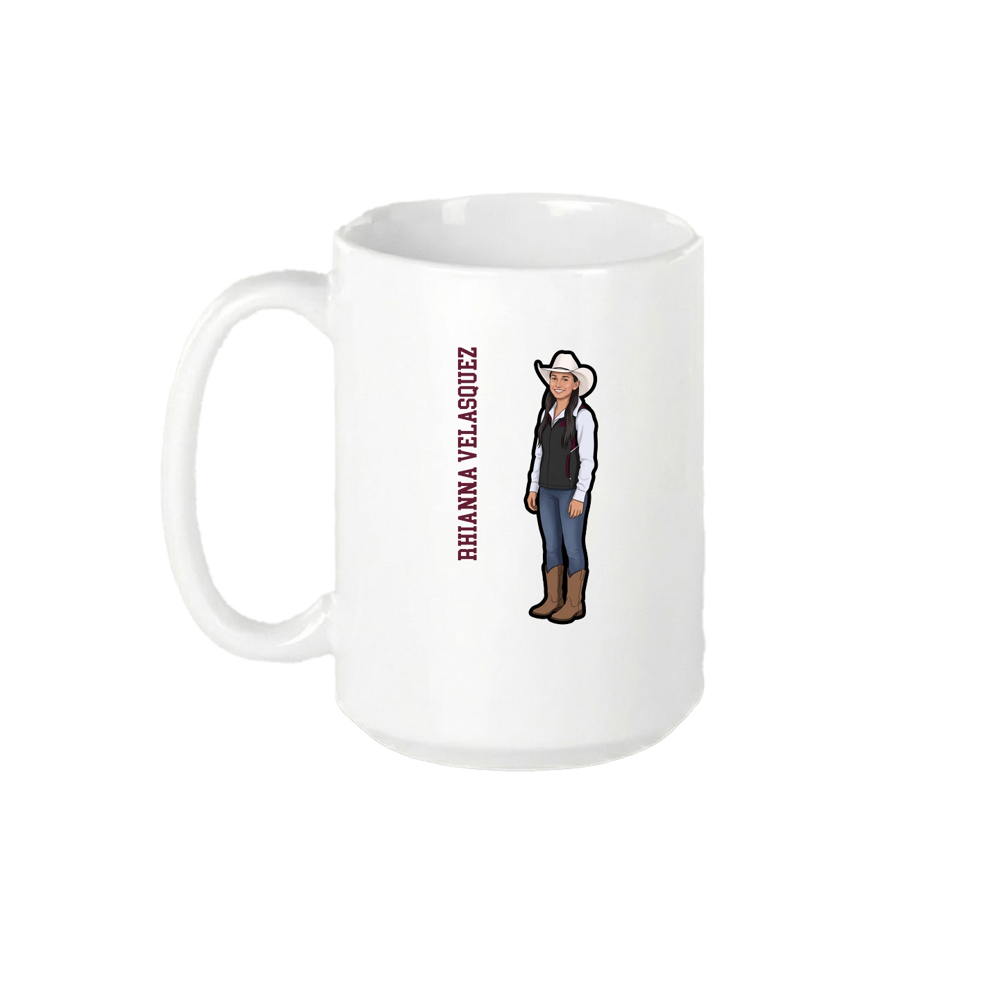 15oz Coffee Mug — Name Vertical in White