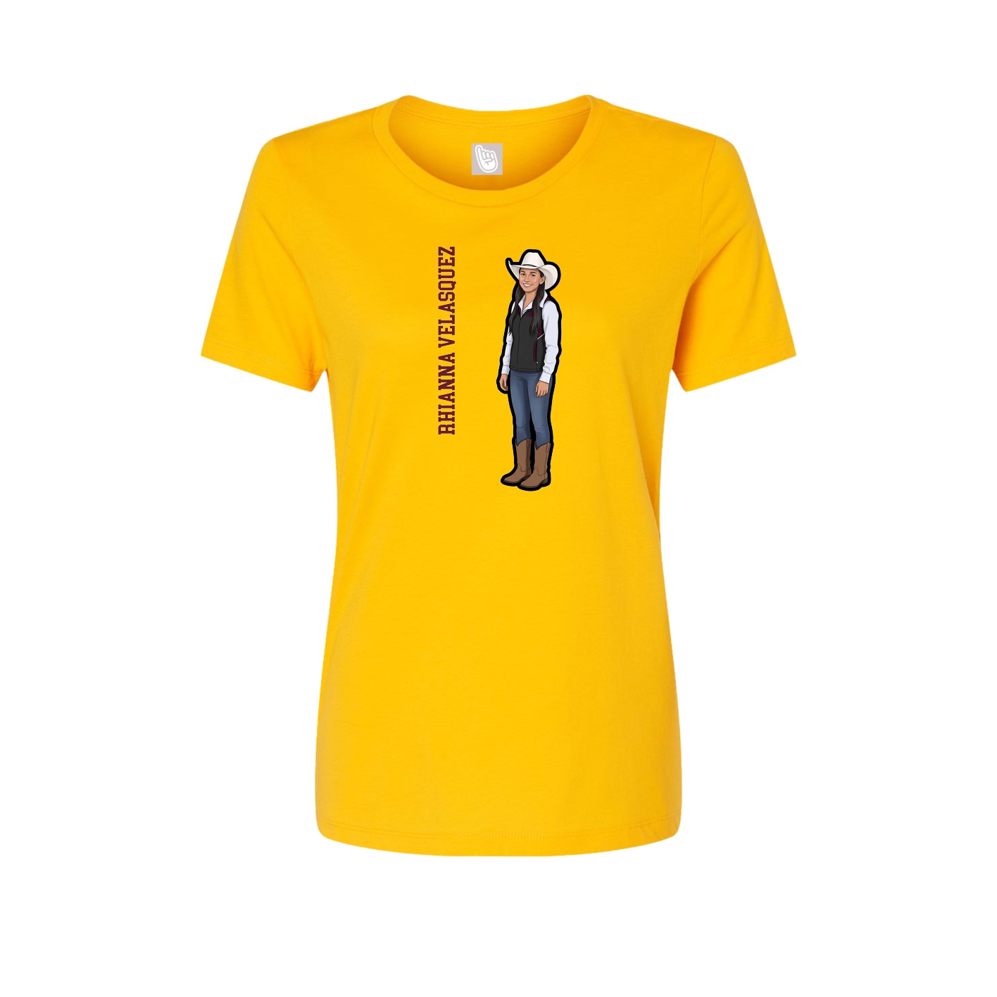 Fitted Women's Tee — Name Vertical in Gold