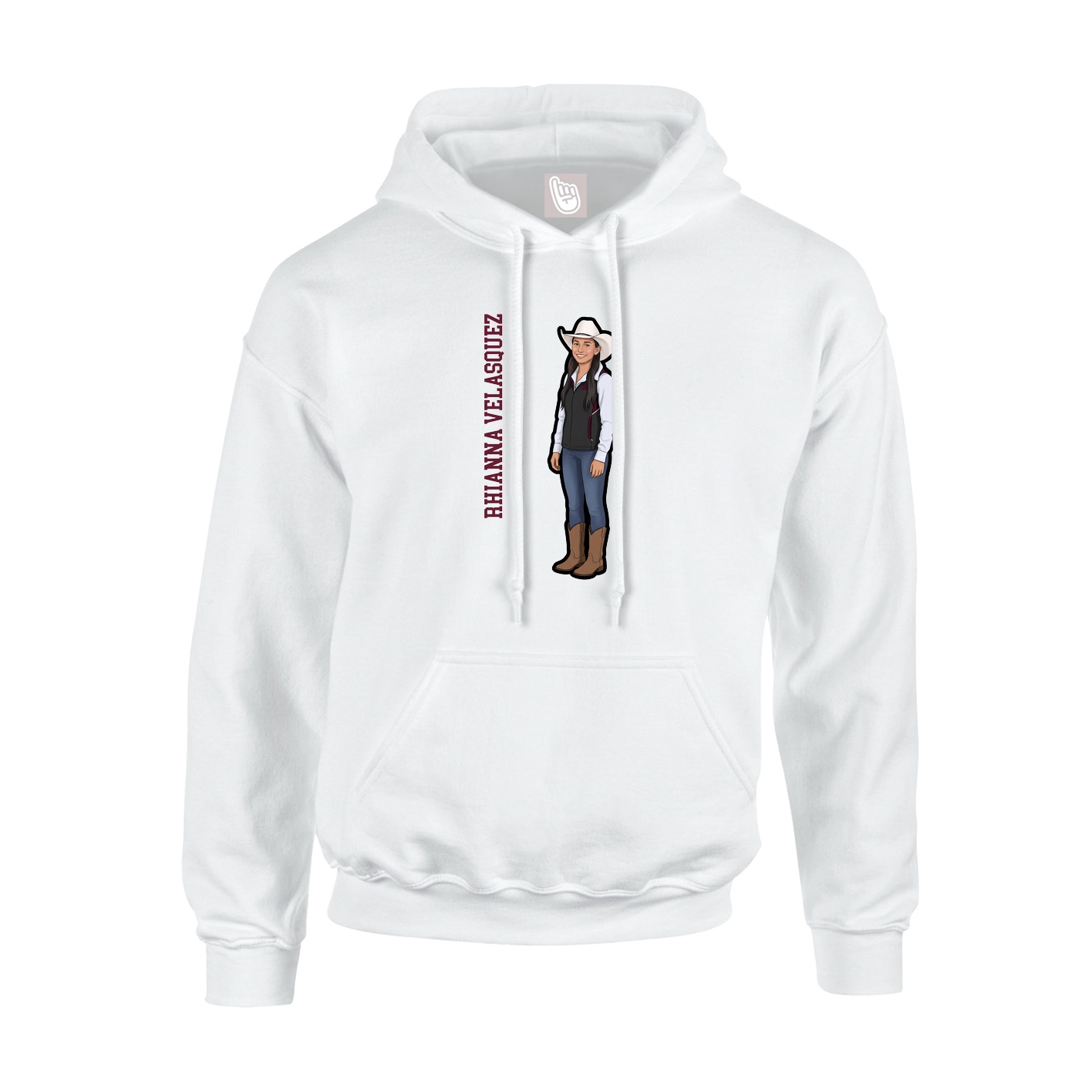 Youth Hoodie — Name Vertical in White