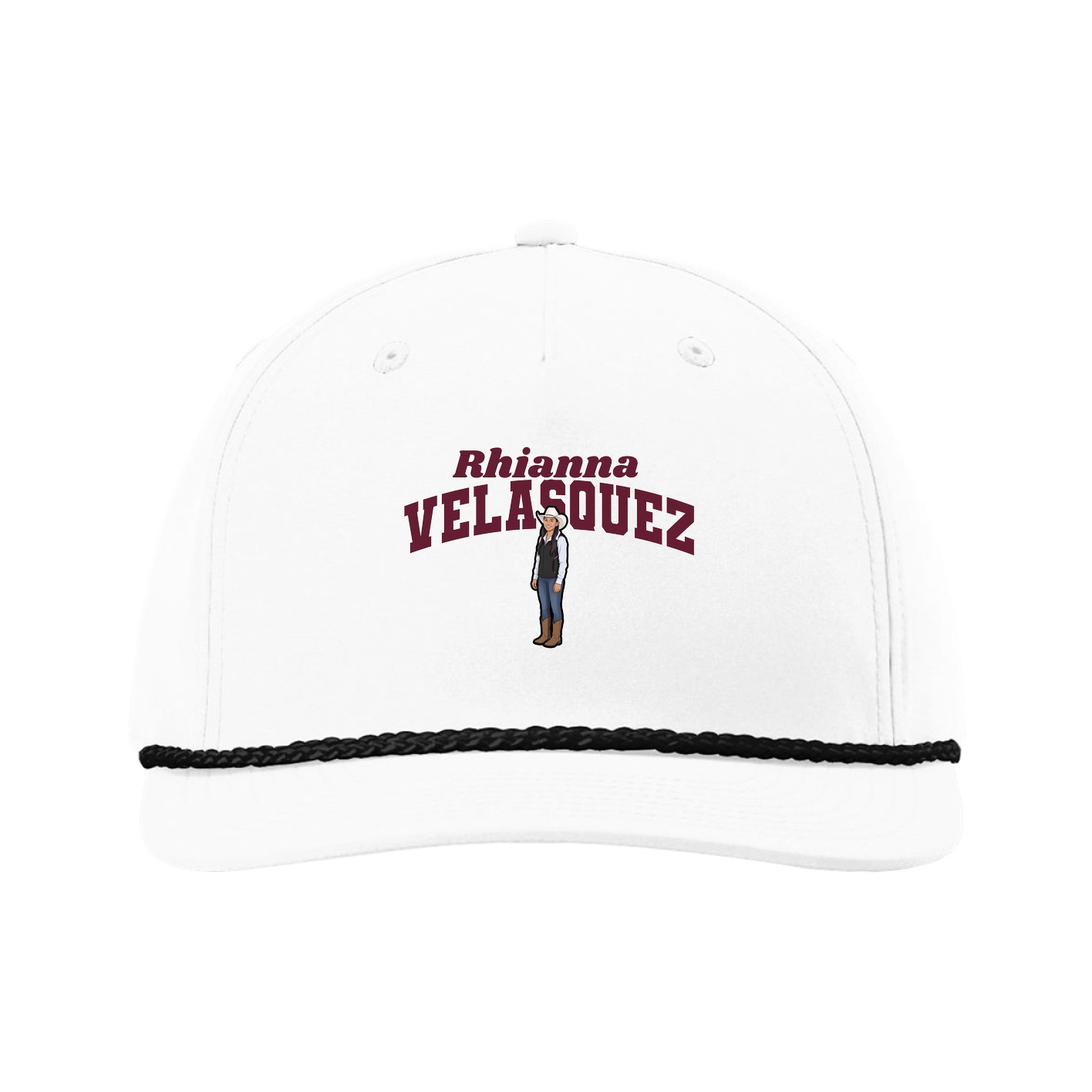 Five-Panel Classic Rope Cap — Signature Arch in White