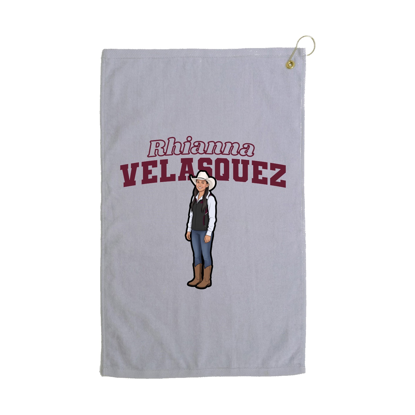 Golf Towel — Name Arch in Grey