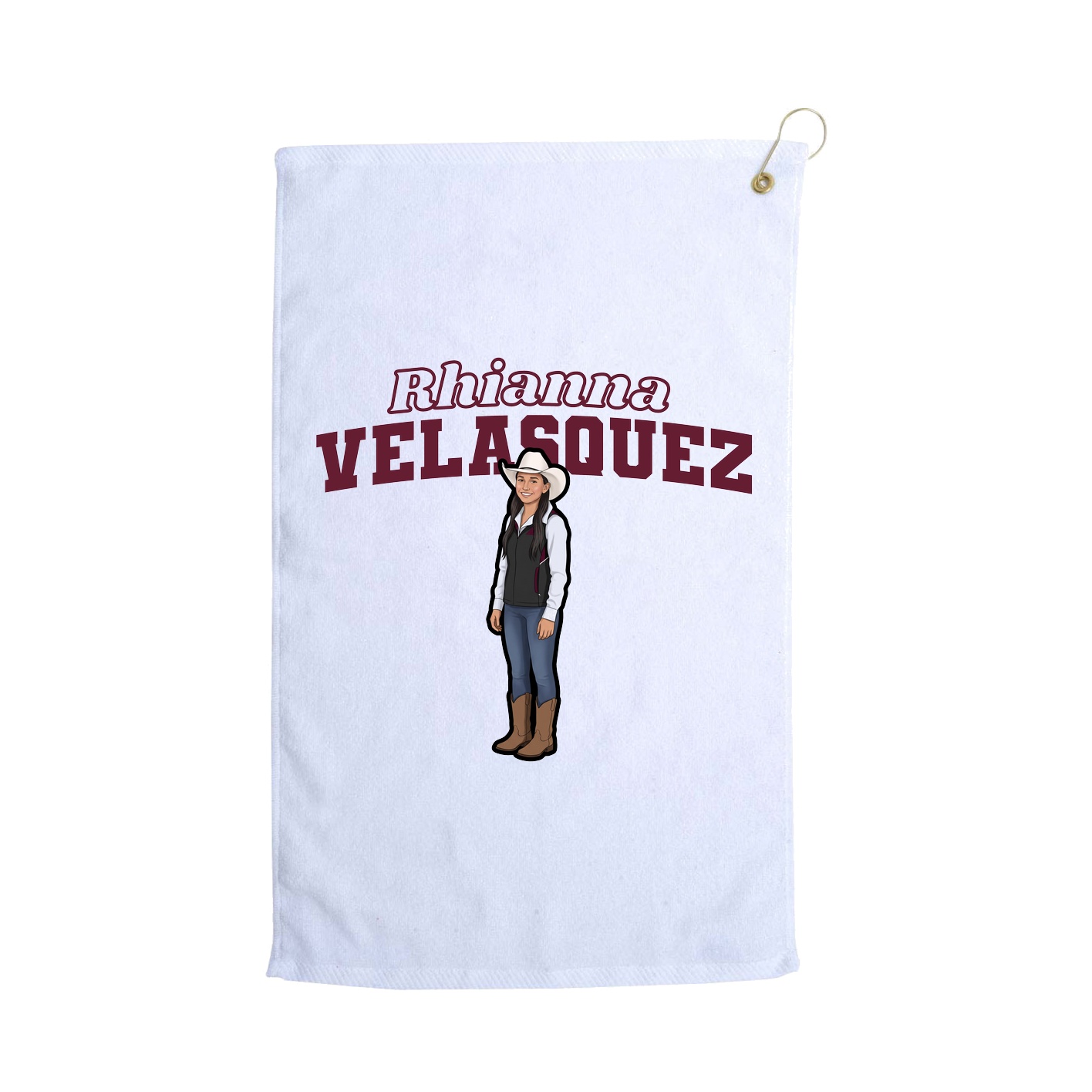 Golf Towel — Name Arch in White