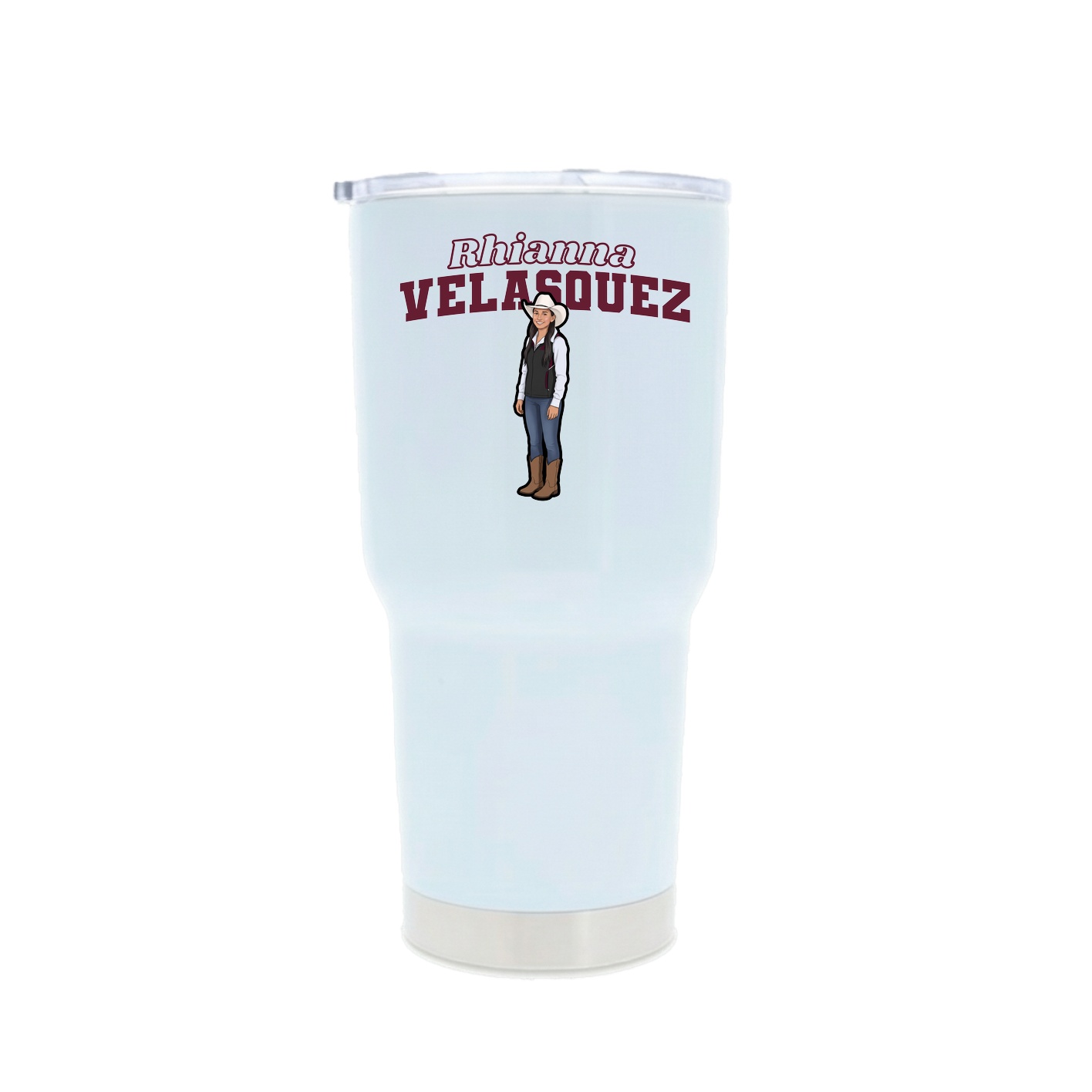 30oz Stainless Steel Tumbler — Name Arch in White