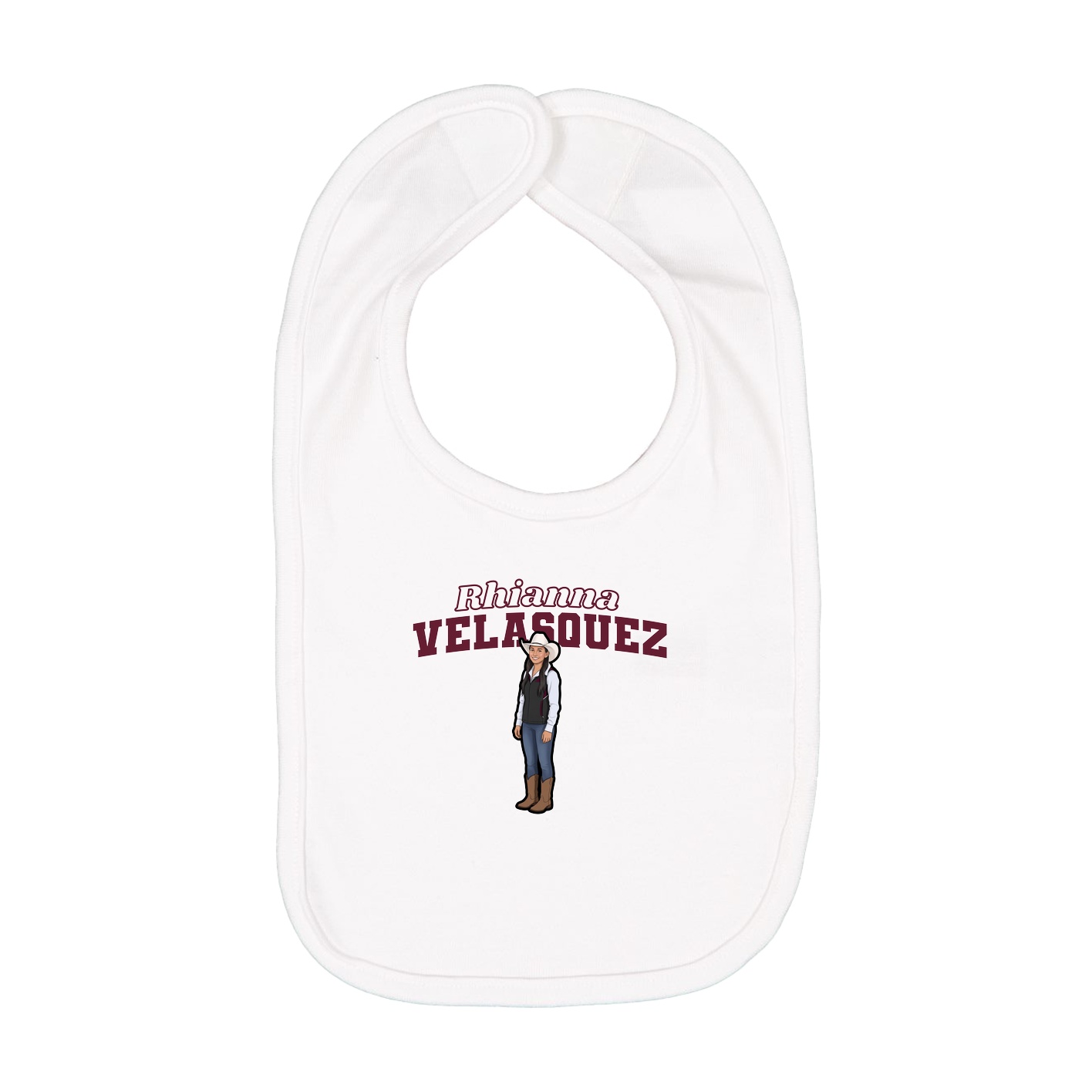 Infant Bib — Name Arch in White