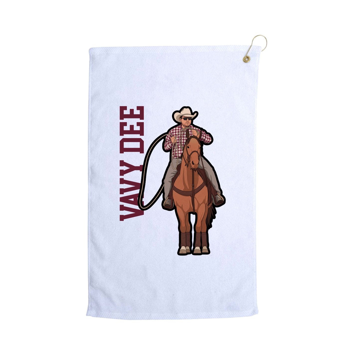 Golf Towel — Name Vertical in White