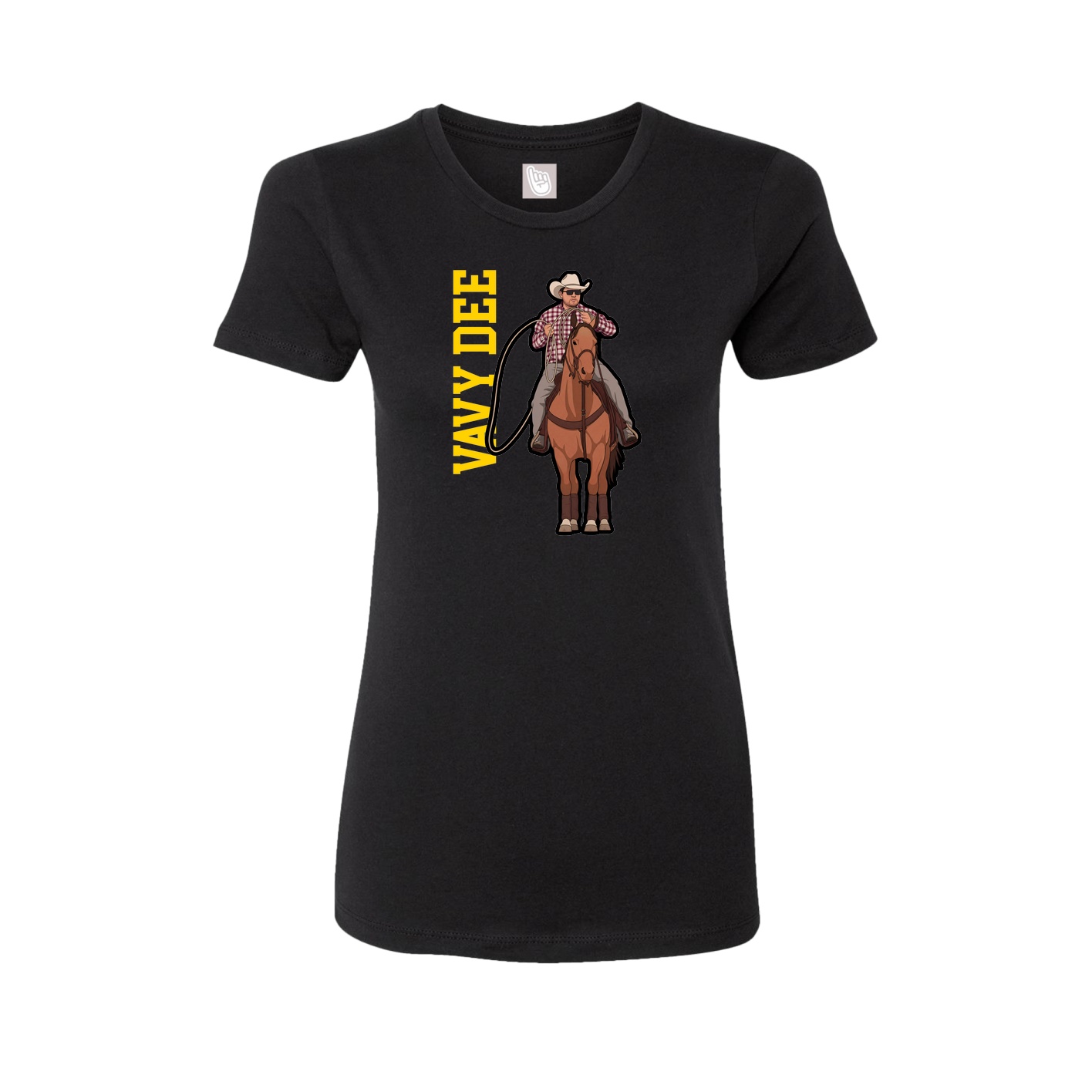 Fitted Women's Tee — Name Vertical in Black