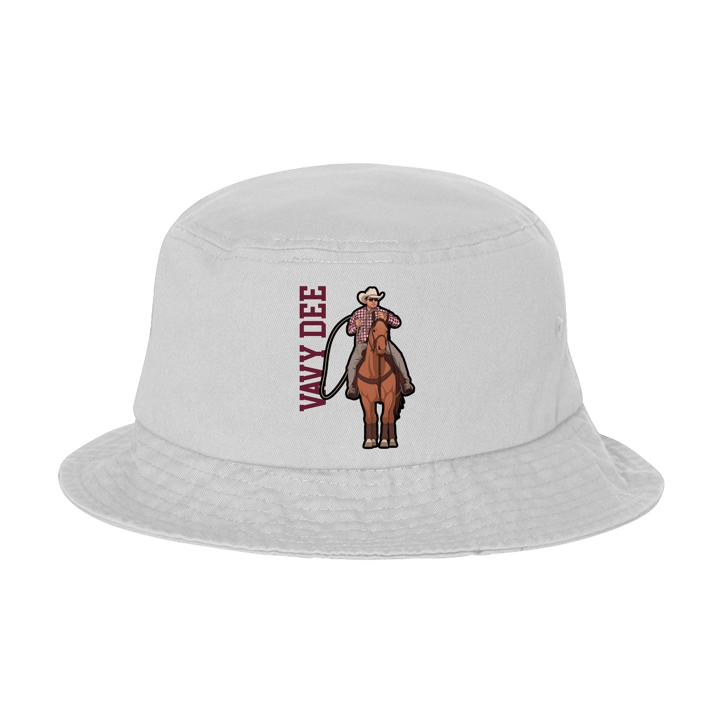 Bucket Cap — Name Vertical in White