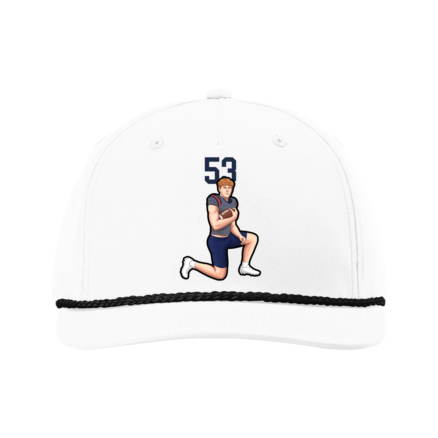 Five-Panel Classic Rope Cap — Number Top in White