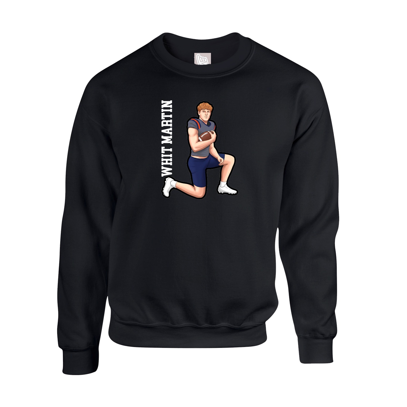 Fleece Crew — Name Vertical in Black