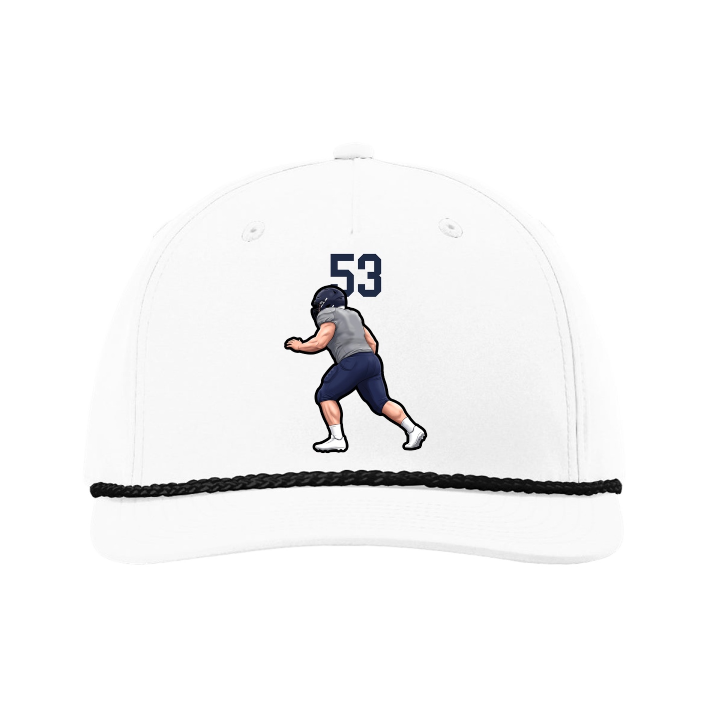 Five-Panel Classic Rope Cap — Number Top in White