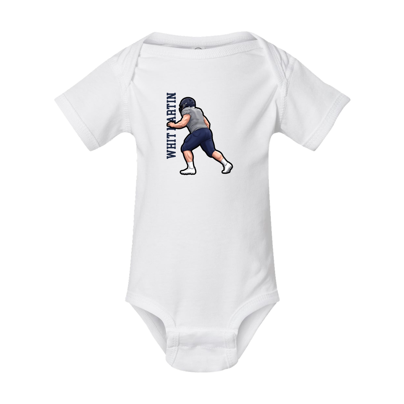 Baby Onesie — Name Vertical in White