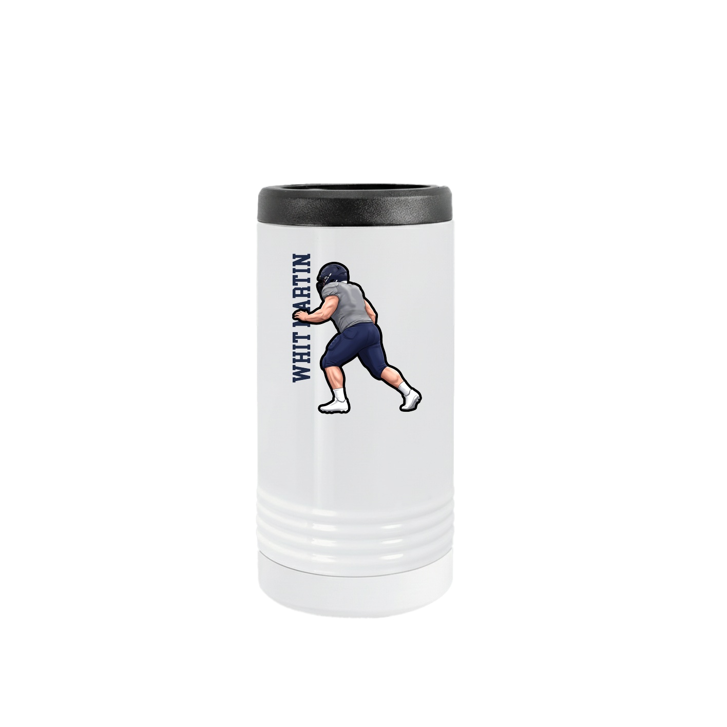 Slim Beverage Holder — Name Vertical in White