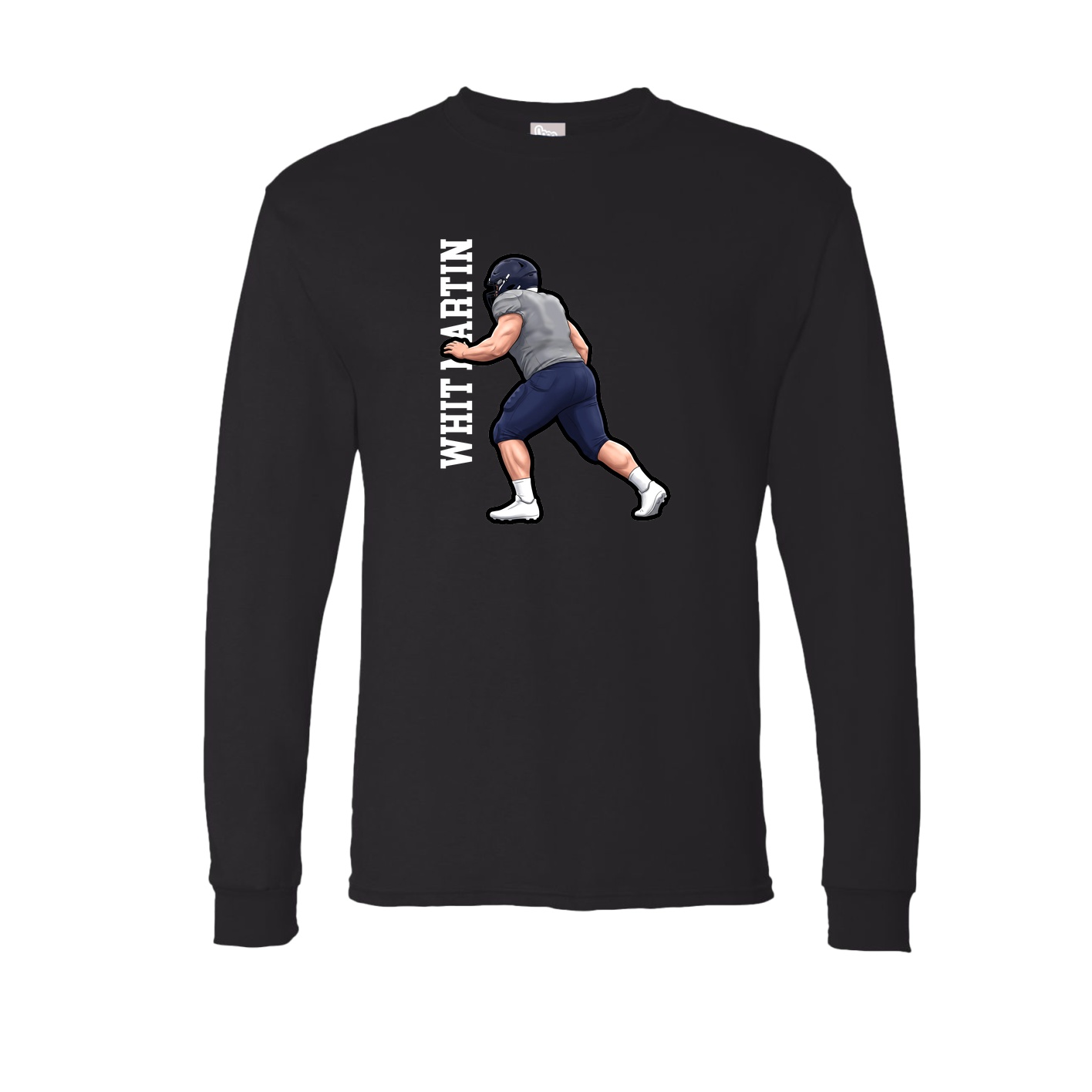 Long Sleeve Tee — Name Vertical in Black