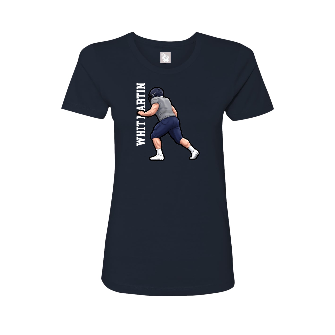 Fitted Women's Tee — Name Vertical in Navy