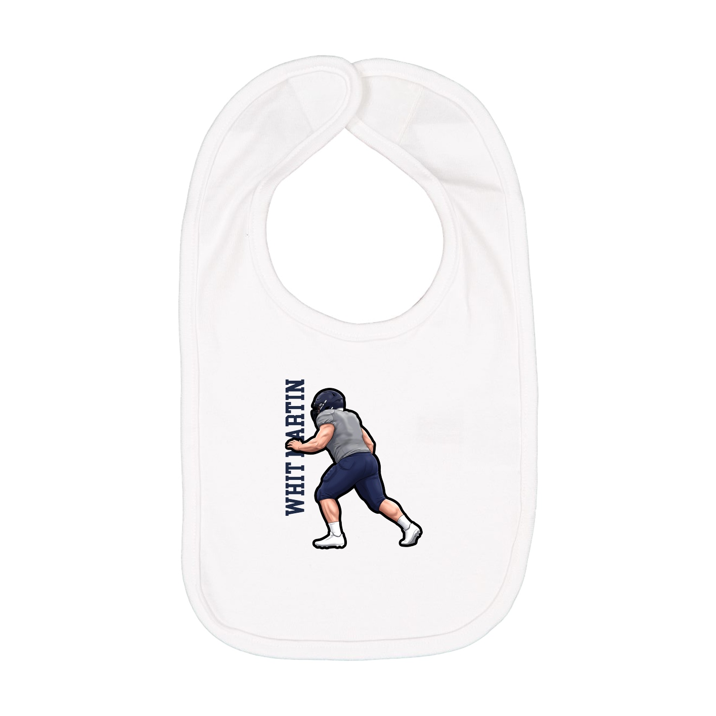 Infant Bib — Name Vertical in White