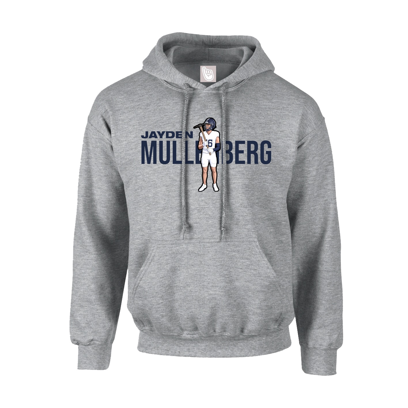 Youth Hoodie — Player Name in Grey