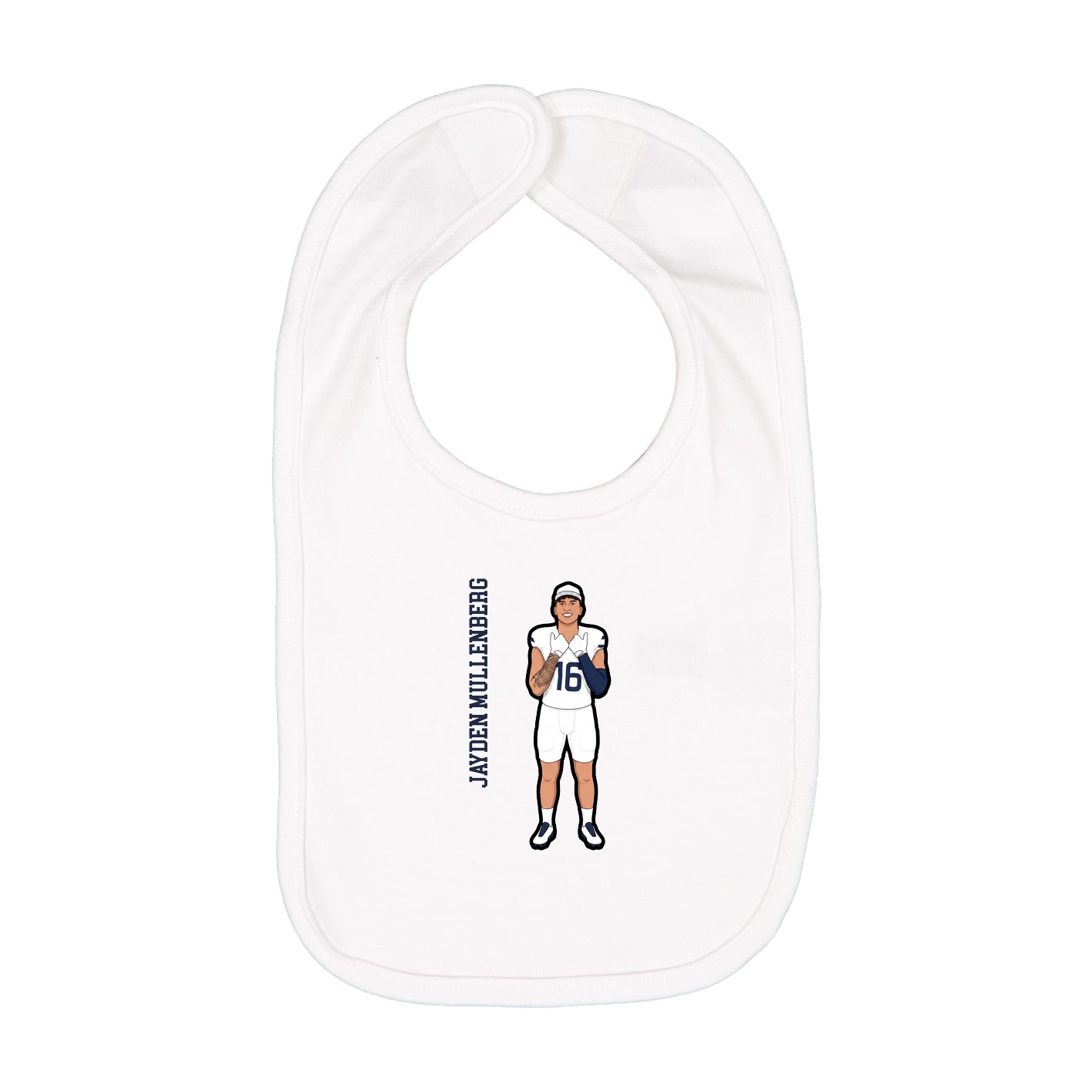 Infant Bib — Name Vertical in White