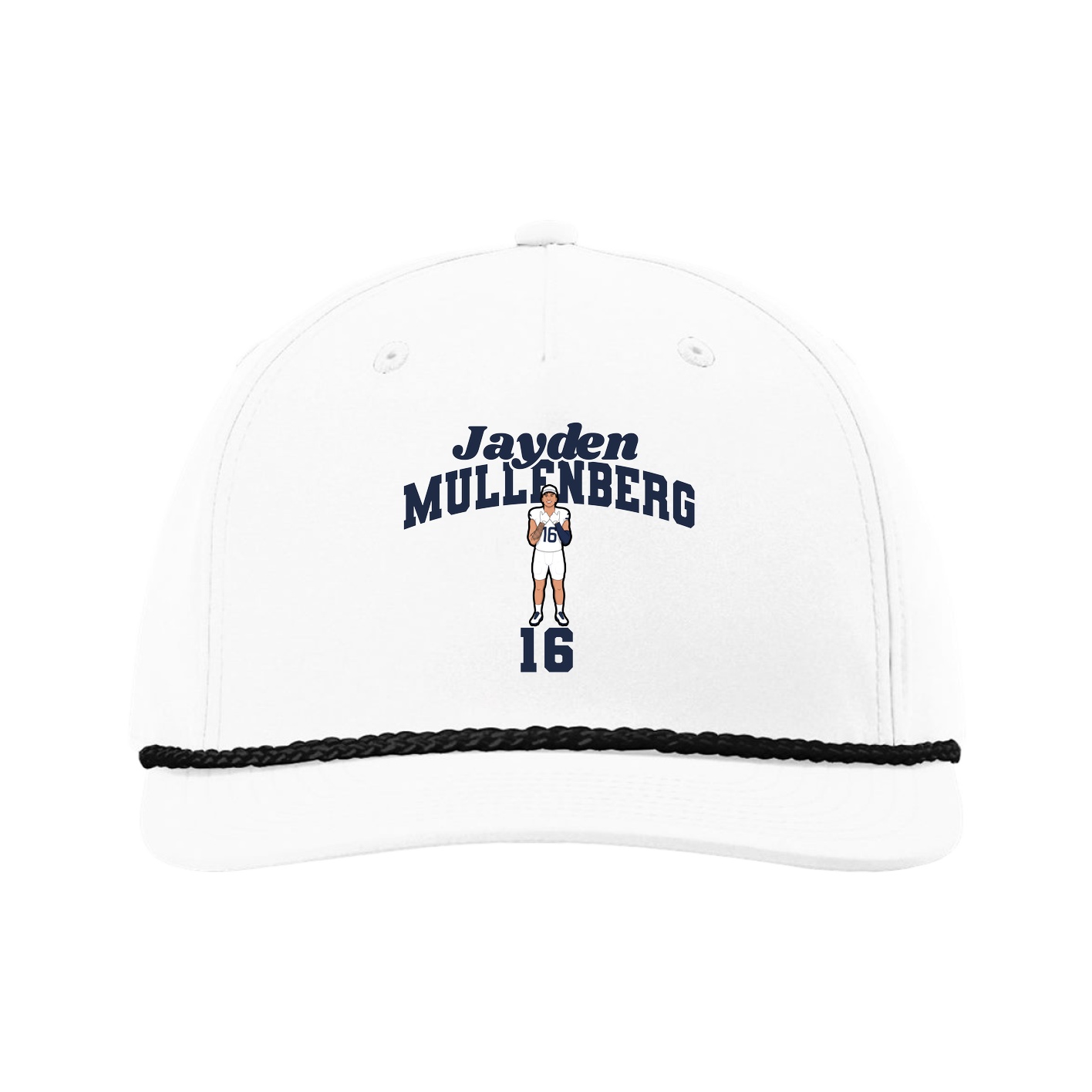 Five-Panel Classic Rope Cap — Signature Arch in White