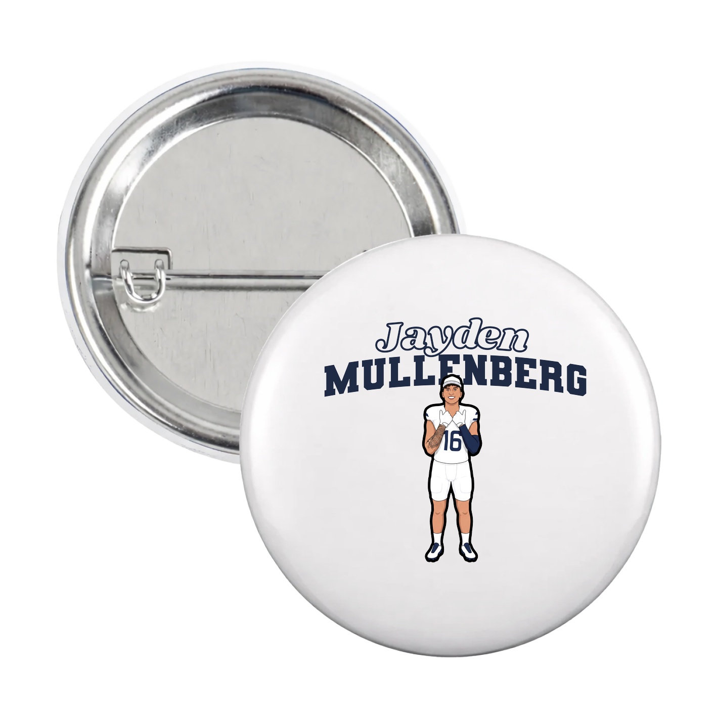 Game Day Button — Name Arch in White