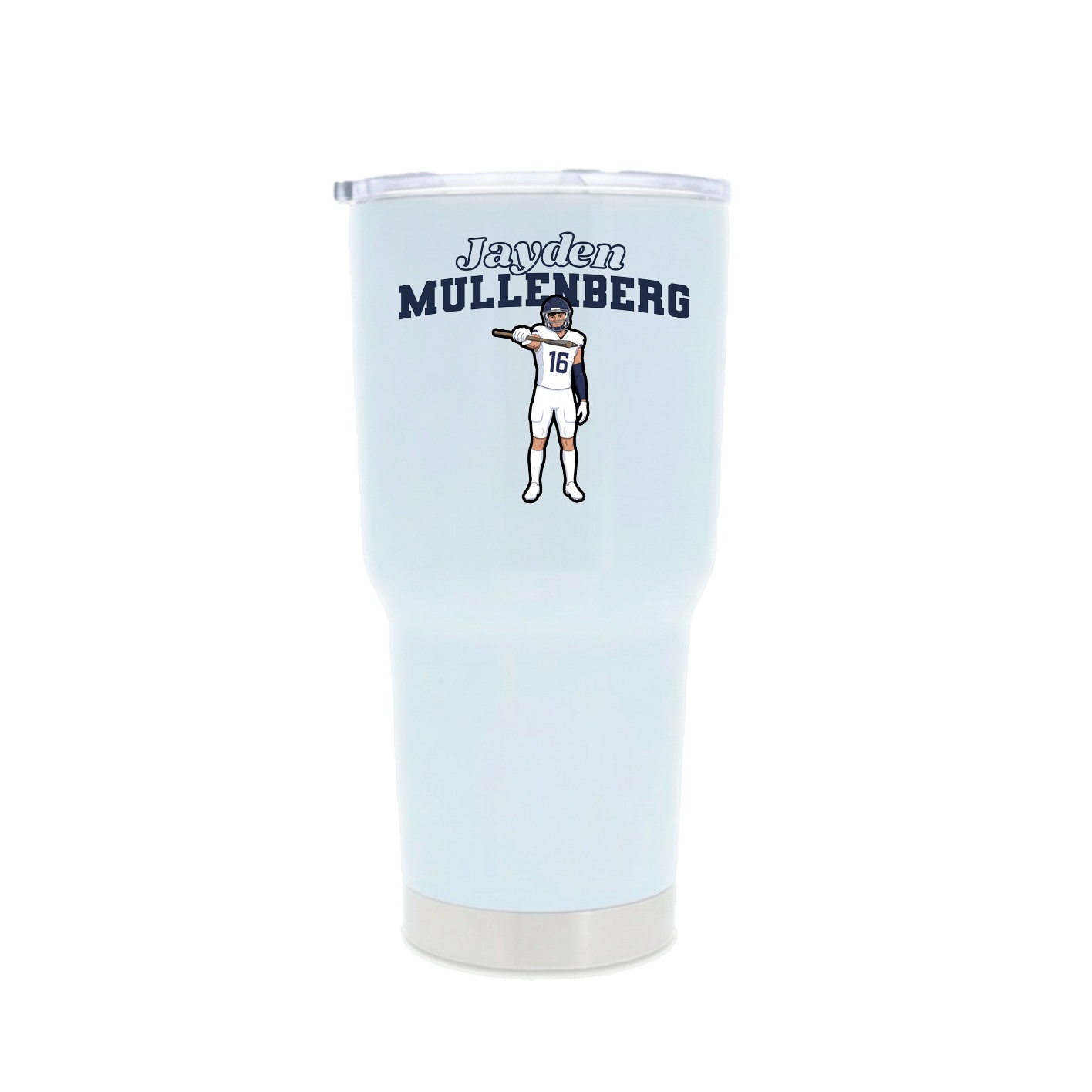 30oz Stainless Steel Tumbler — Name Arch in White