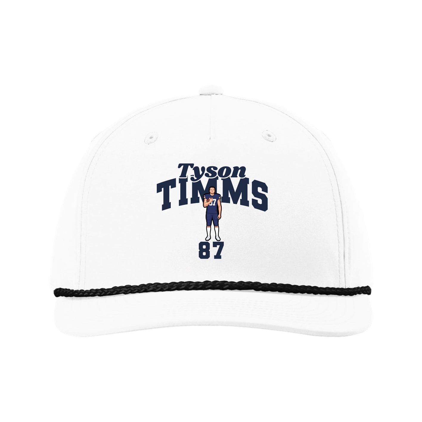 Five-Panel Classic Rope Cap — Signature Arch in White