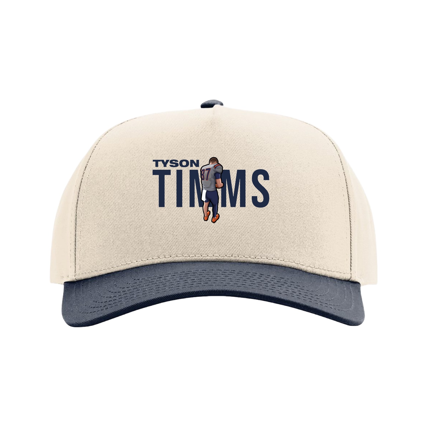 Full Fabric Five-Panel Champ Cap — Player Name in Cream/Navy