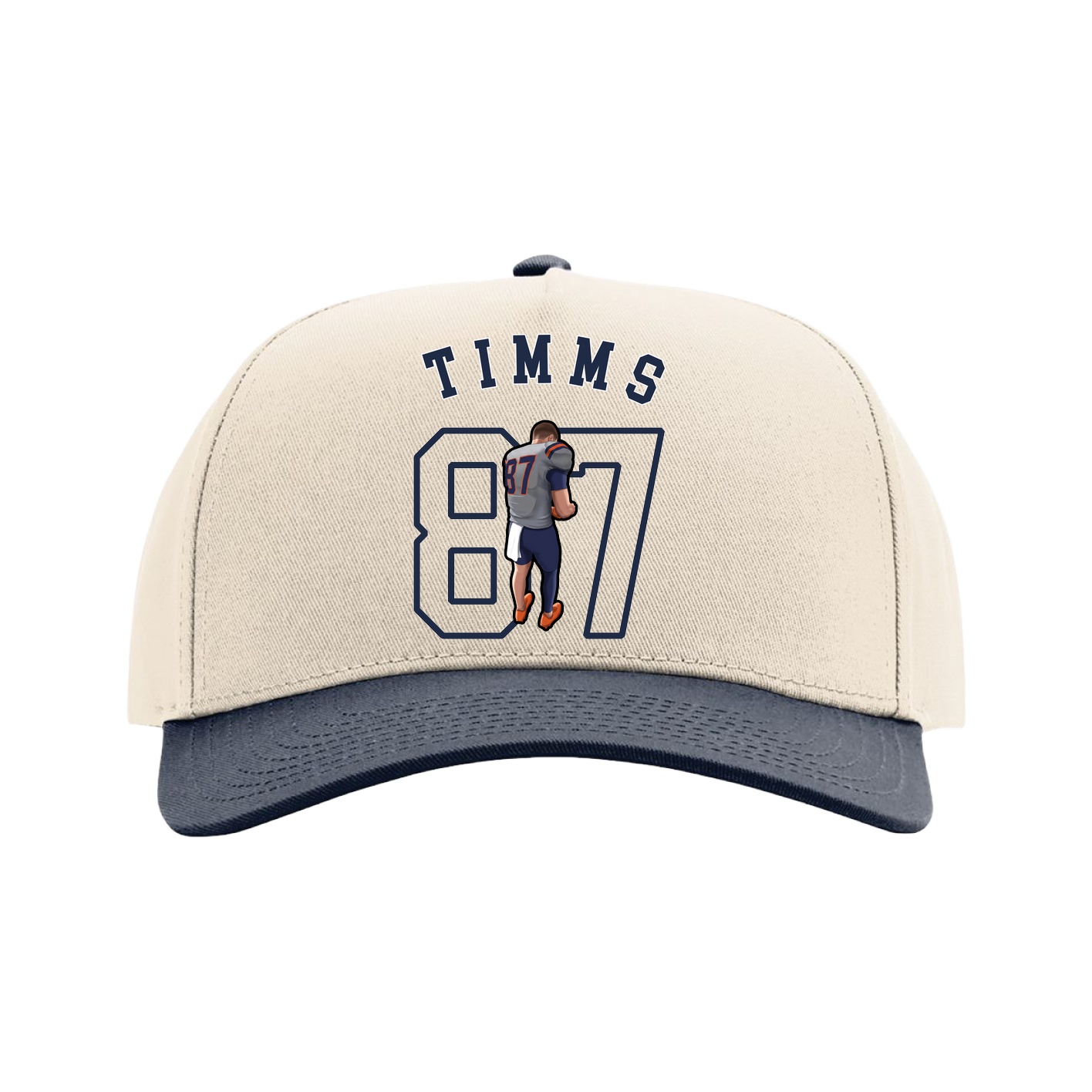 Full Fabric Five-Panel Champ Cap — Shirsey Arch in Cream/Navy