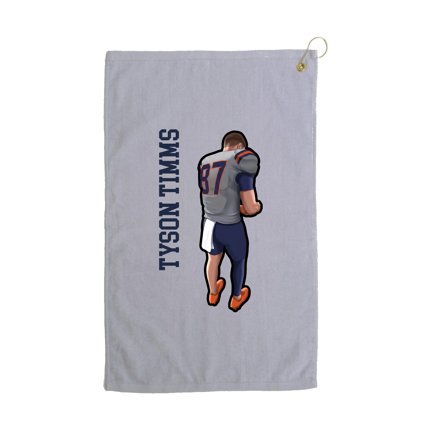 Golf Towel — Name Vertical in Grey