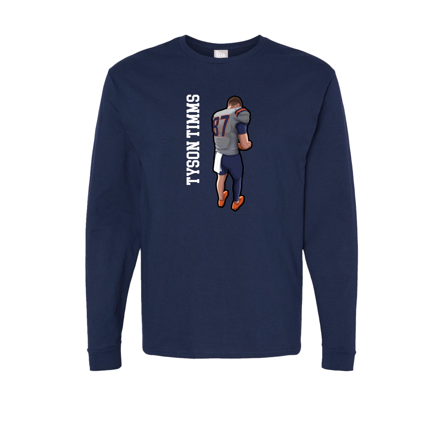 Long Sleeve Tee — Name Vertical in Navy