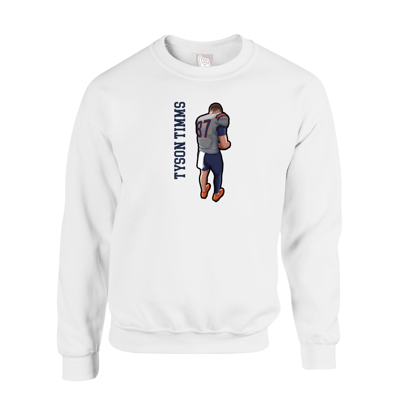 Fleece Crew — Name Vertical in White