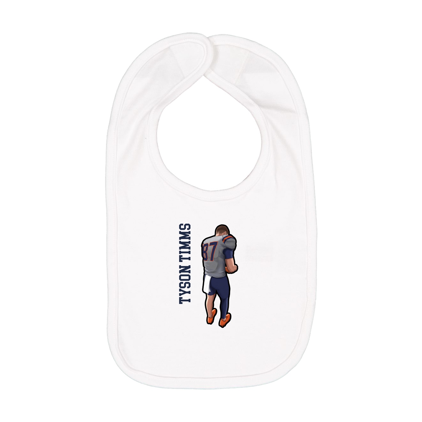 Infant Bib — Name Vertical in White