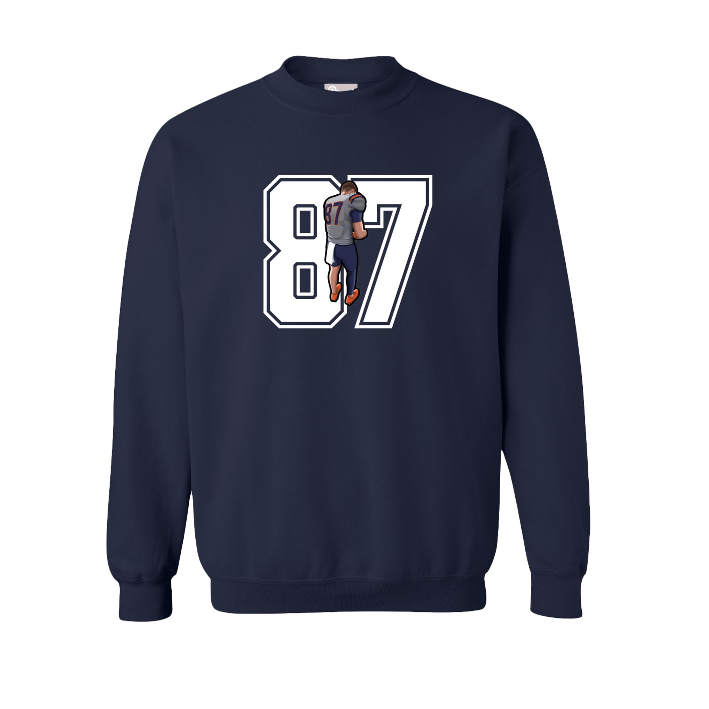 Fleece Crew — Number in Navy